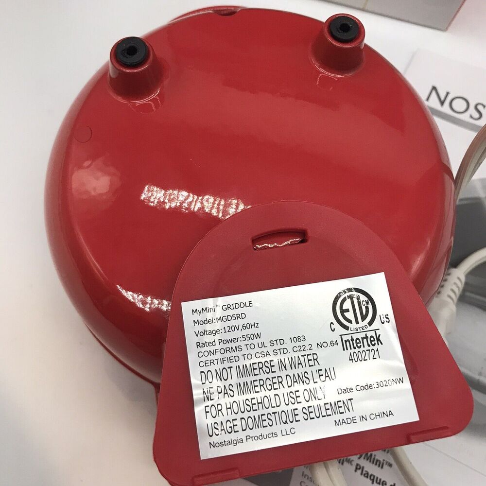 NOB Nostalgia My Mini 5" Non-Stick Surface Red Griddle Burgers Pancakes Omelets - Picture 11 of 12